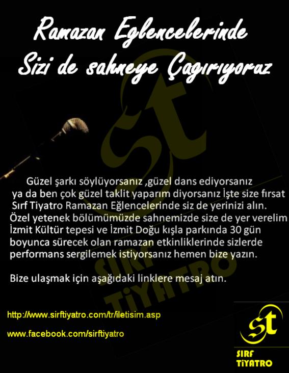 Ramazan etkinliklerinde sizi de sahneye bekliyoruz